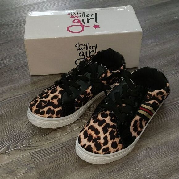 Olivia Miller Girl Leopard print lace up shoes - Picture 1 of 10